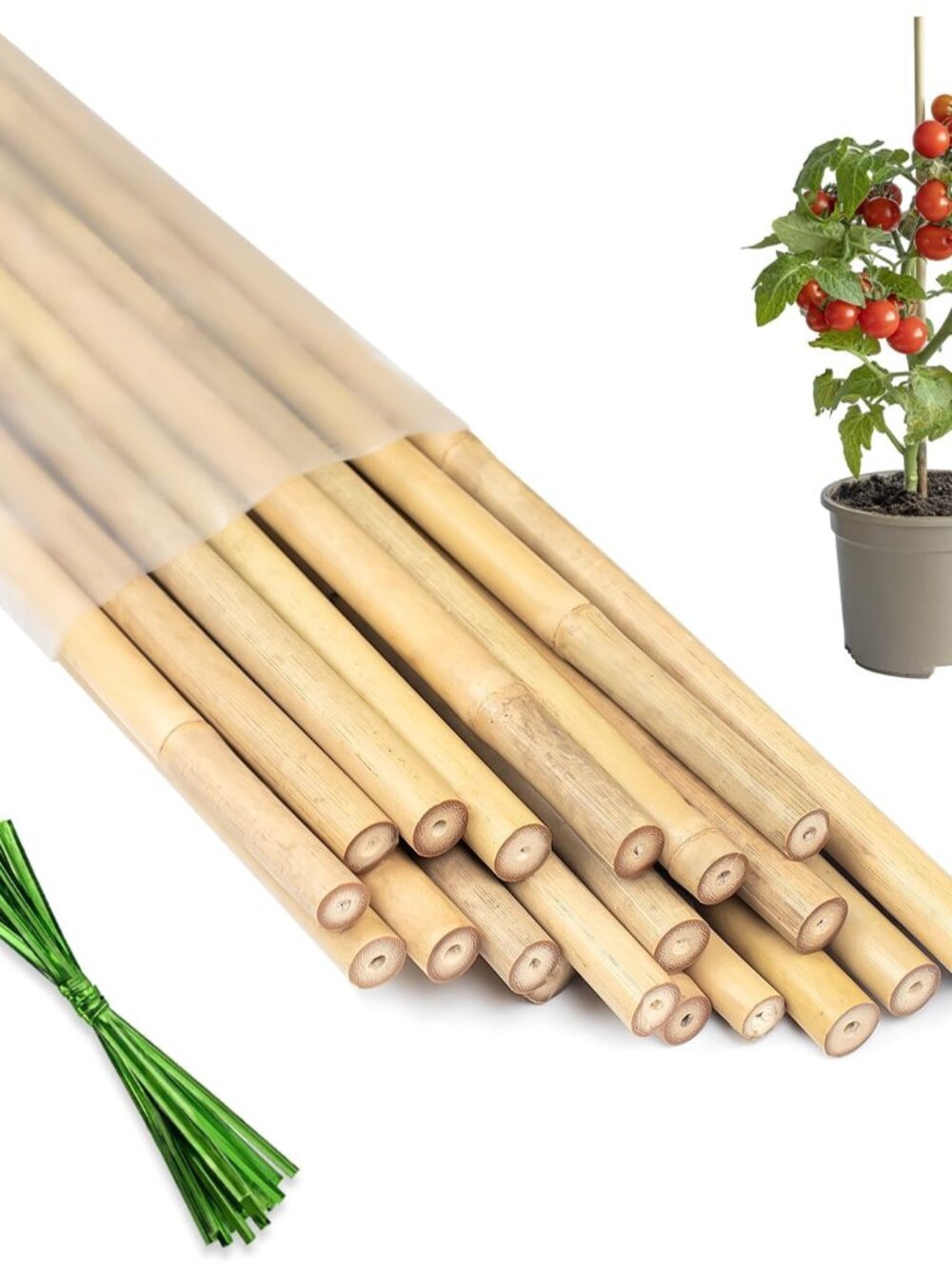 Plant Stakes 18inch, 20Pcs Natural Bamboo Sticks Garden Stakes